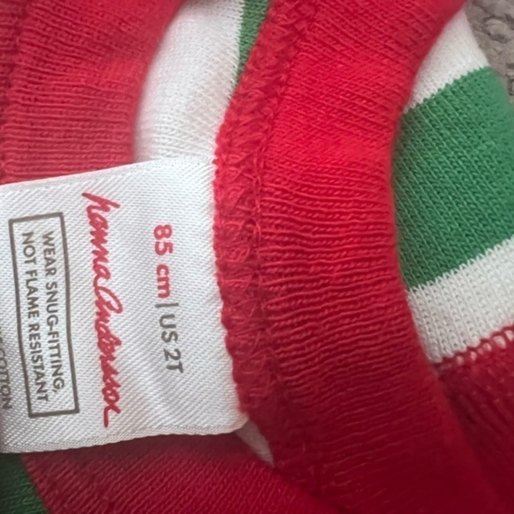 Hanna Andersson Green and White Red Trimmed Stripe Top - Picture 5 of 5